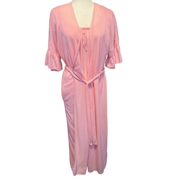 Vanity Fair Pink Peignoir & Nightgown Made In USA Lightweight Knit Short Sleeve - Picture 13 of 13